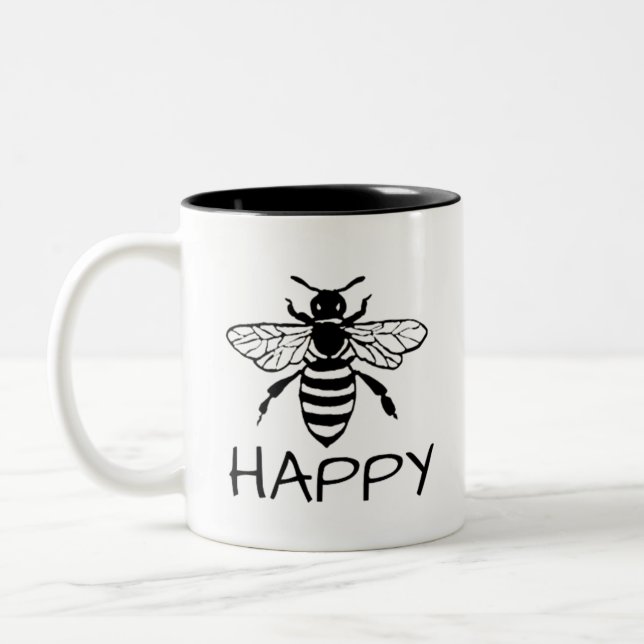Taza Bicolor Abeja de miel/ Ser feliz (Izquierda)