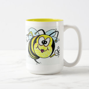 Taza Bicolor Abeja ocupada feliz