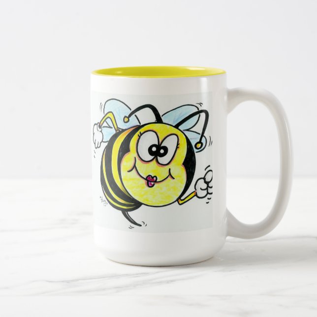Taza Bicolor Abeja ocupada feliz (Derecha)