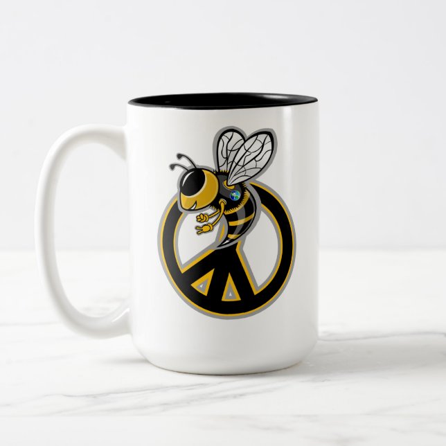 TAZA BICOLOR ABEJA PAZ  (Izquierda)