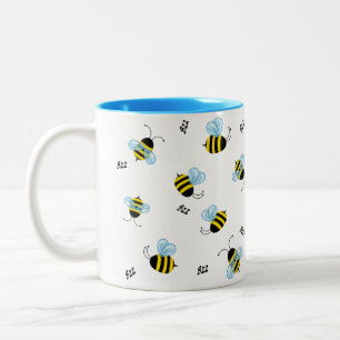 Taza Bicolor Abejas bulliciosas que vuelan bugs de jardines