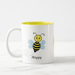 Taza Bicolor Abejas Felices & sol lindo