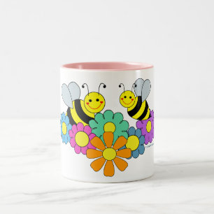 Taza Bicolor Abejas y flores