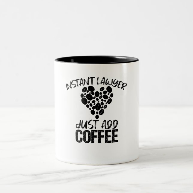Taza Bicolor Abogado instantáneo simplemente agrega café (Centro)