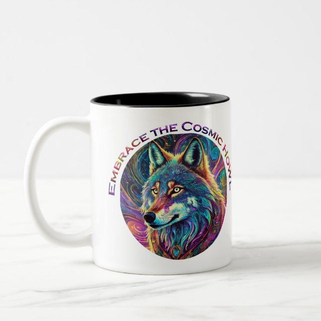 Taza Bicolor Abraza al Lobo Cósmico (Izquierda)