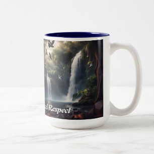 Taza Bicolor Abrazo de café de cascada con mantra diario