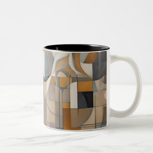 Taza Bicolor Abrazo de café geométrico abstracto diseñado (Derecha)