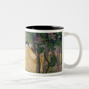 Taza Bicolor Abrazo de Radha y de Krishna en una arboleda del