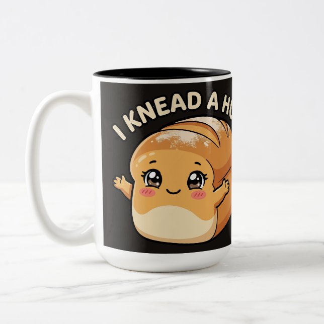 Taza Bicolor Abrazo Necesito — Pan Kawaii (Izquierda)