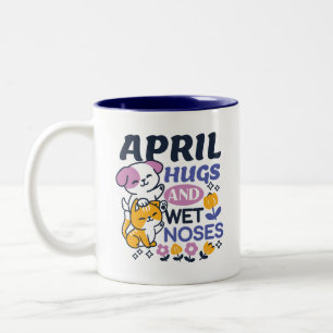 Taza Bicolor Abrazos de abril y narices húmedas: arte adorable