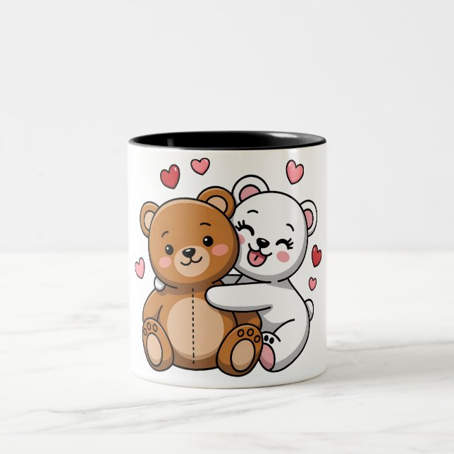 Taza Bicolor Abrazos de oso y latidos cardíacos (Centro)