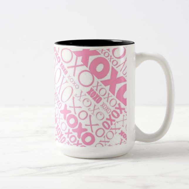 Taza Bicolor Abrazos y besos rosados y blancos (Derecha)