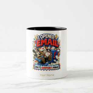 Taza Bicolor Abrió Correo Personalizado Divertido Oficina