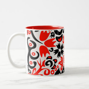 Taza Bicolor Abrupción del patrón floral del arte folklórico ét