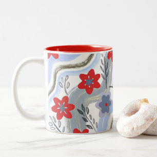 Taza Bicolor Abstract Floral Retro Swirls