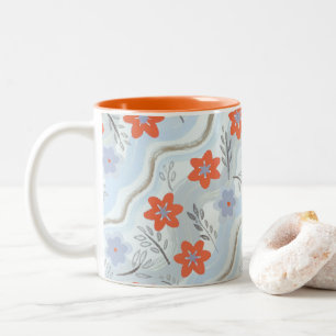 Taza Bicolor Abstract Floral Retro Swirls