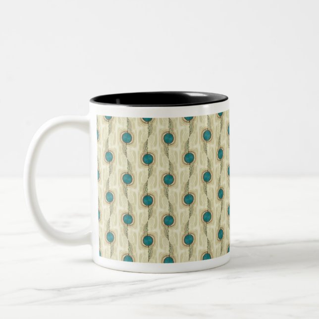 Taza Bicolor Abstract Turquoise Circles Pattern (Izquierda)