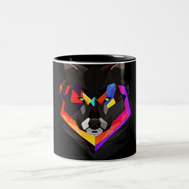 Taza Bicolor Abstract wolf iphone (Centro)