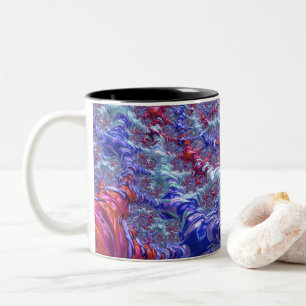Taza Bicolor Abstracto Digital Fractal Colorido Trippy Groovy