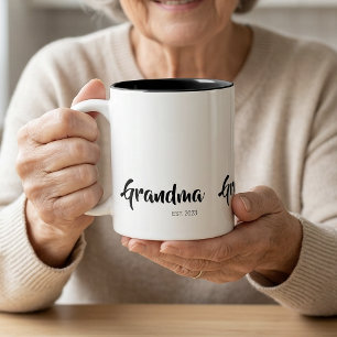 Taza Bicolor Abuela Estableció Regalo De Escritura En Blanco Y 