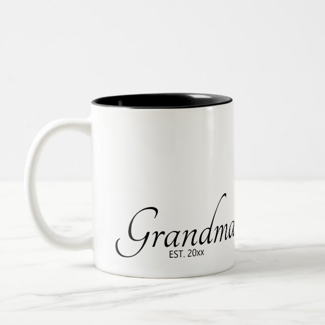 Taza Bicolor Abuela Fecha de Establecimiento Est Script Negro (Izquierda)