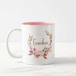 Taza Bicolor Abuela floral botánica hermosa de la guirnalda el