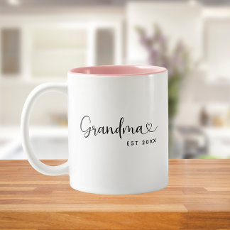 Taza Bicolor Abuela Minimalista Estableció Letra Elegante