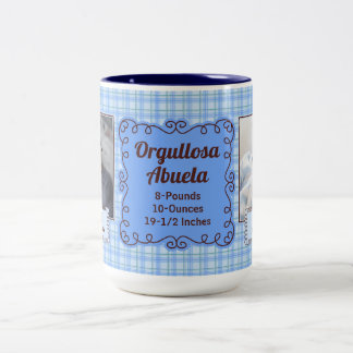 Taza Bicolor Abuela Orgullosa ESPAÑOLA Bebé Blue Plaid