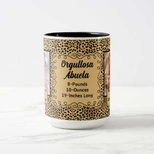 Taza Bicolor Abuela Orgullosa ESPAÑOLA  Bebé Cheetah Photo Mug
