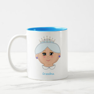 Taza Bicolor Abuela Reina con Corona Azul Claro