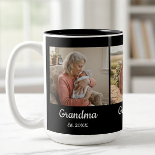 Taza Bicolor Abuela Simple Script Est. 3 Fotos Año