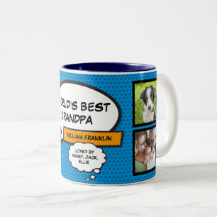 Taza Bicolor Abuelo Abuelito Diversión Genial Moderno Azul Foto