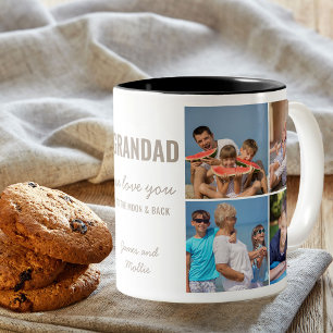 Taza Bicolor Abuelo te ama a la luna y al Collage de fotos de a