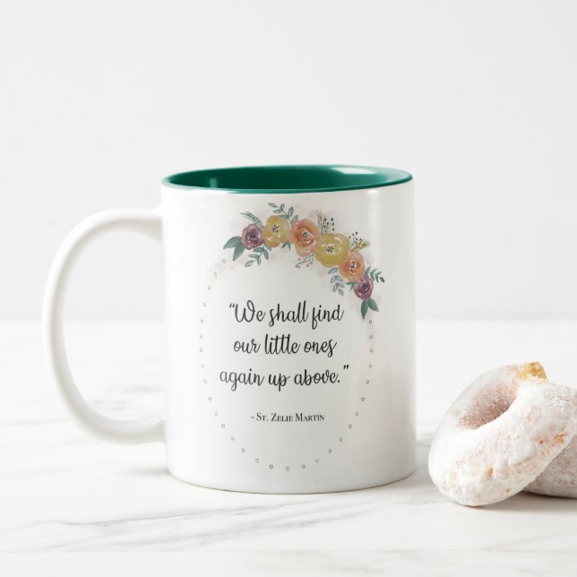 Taza Bicolor Abuso floral de St. Zelie Martin  (Con donut)
