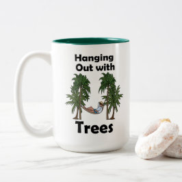 Taza Bicolor Acampada en hamaca colgando de árboles Acampada