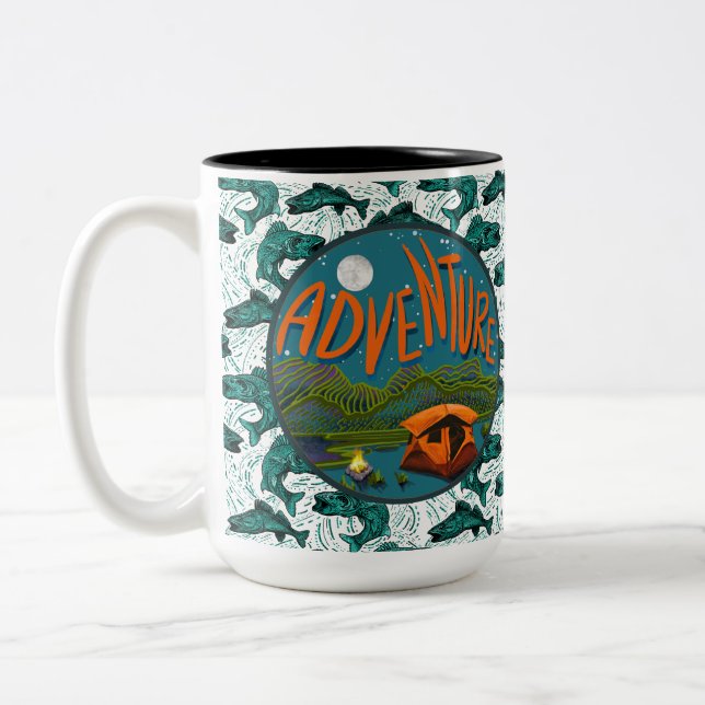 Taza Bicolor Acampada y aventura pesquera (Izquierda)