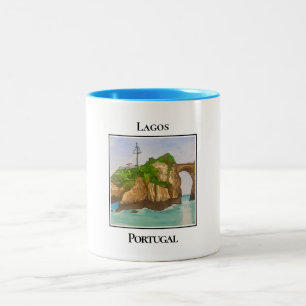 Taza Bicolor Acantilados de las playas de Lagos, Portugal