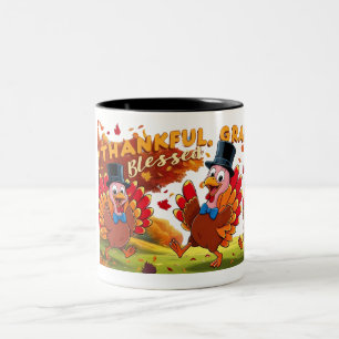 Taza Bicolor Acción de Gracias Con Citas De Gratitud