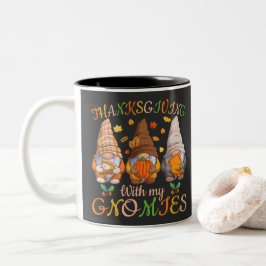 Taza Bicolor Acción de Gracias Con Mis Gnomies Caen En El Gnome