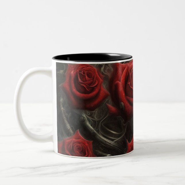 Taza Bicolor Acero y rosas 005 (Izquierda)