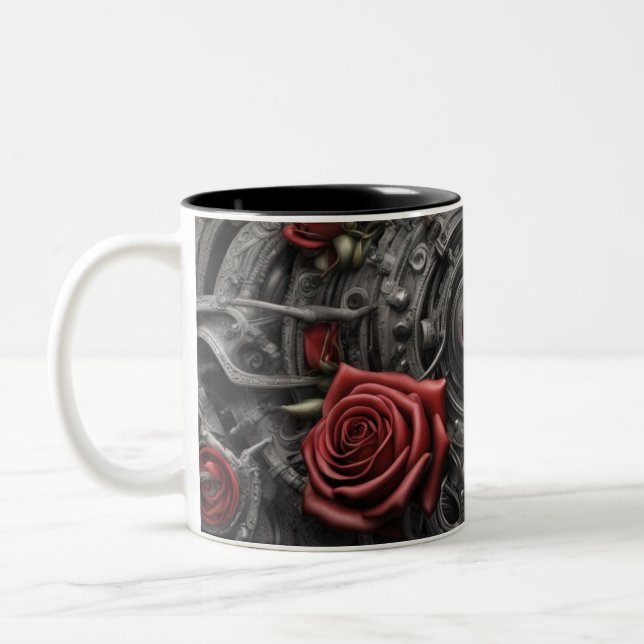 Taza Bicolor Acero y rosas 010 (Izquierda)