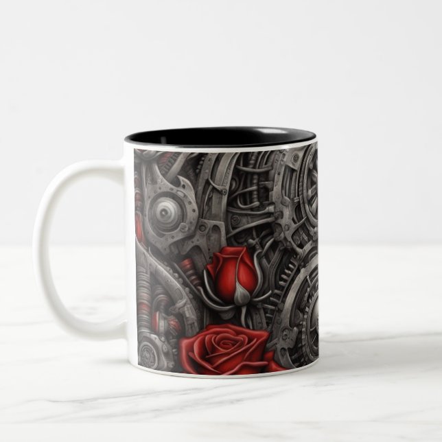 Taza Bicolor Acero y rosas 011 (Izquierda)