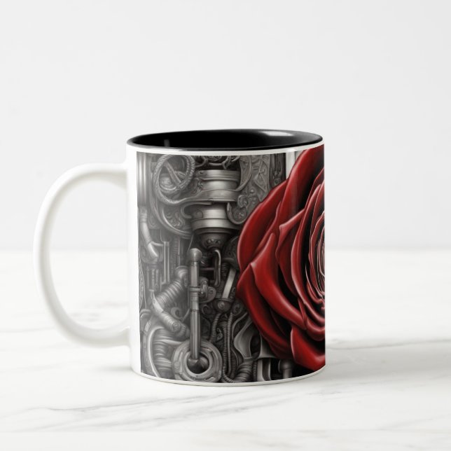 Taza Bicolor Acero y rosas 012 (Izquierda)