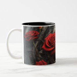 Taza Bicolor Acero y rosas 013