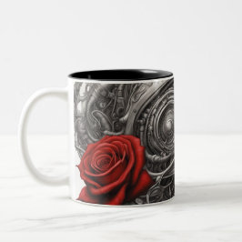 Taza Bicolor Acero y rosas 014