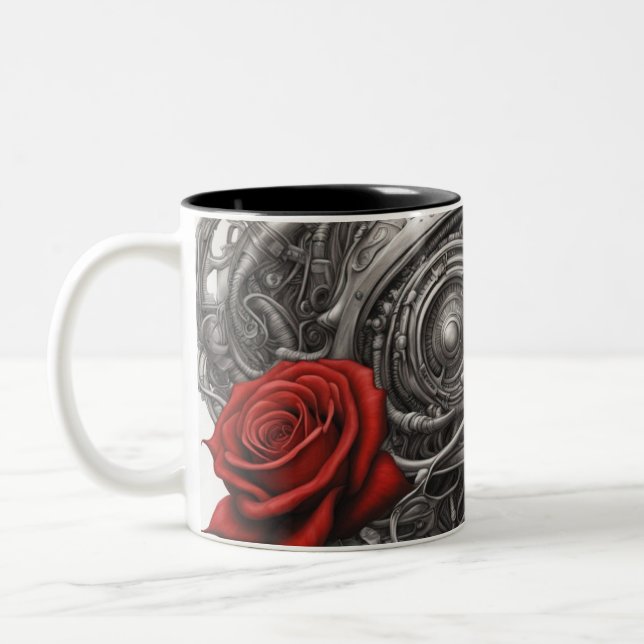 Taza Bicolor Acero y rosas 014 (Izquierda)