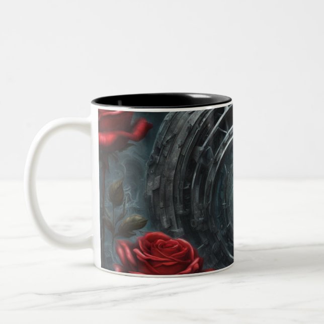Taza Bicolor Acero y rosas 015 (Izquierda)