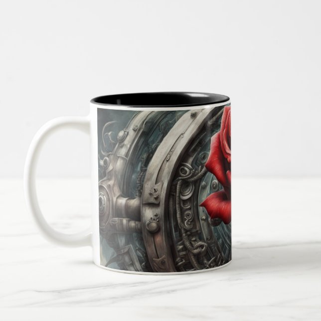 Taza Bicolor Acero y rosas 017 (Izquierda)