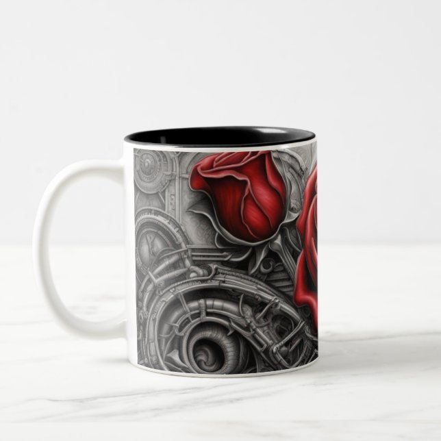 Taza Bicolor Acero y rosas 018 (Izquierda)