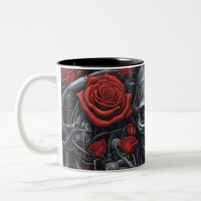 Taza Bicolor Acero y rosas 019 (Izquierda)